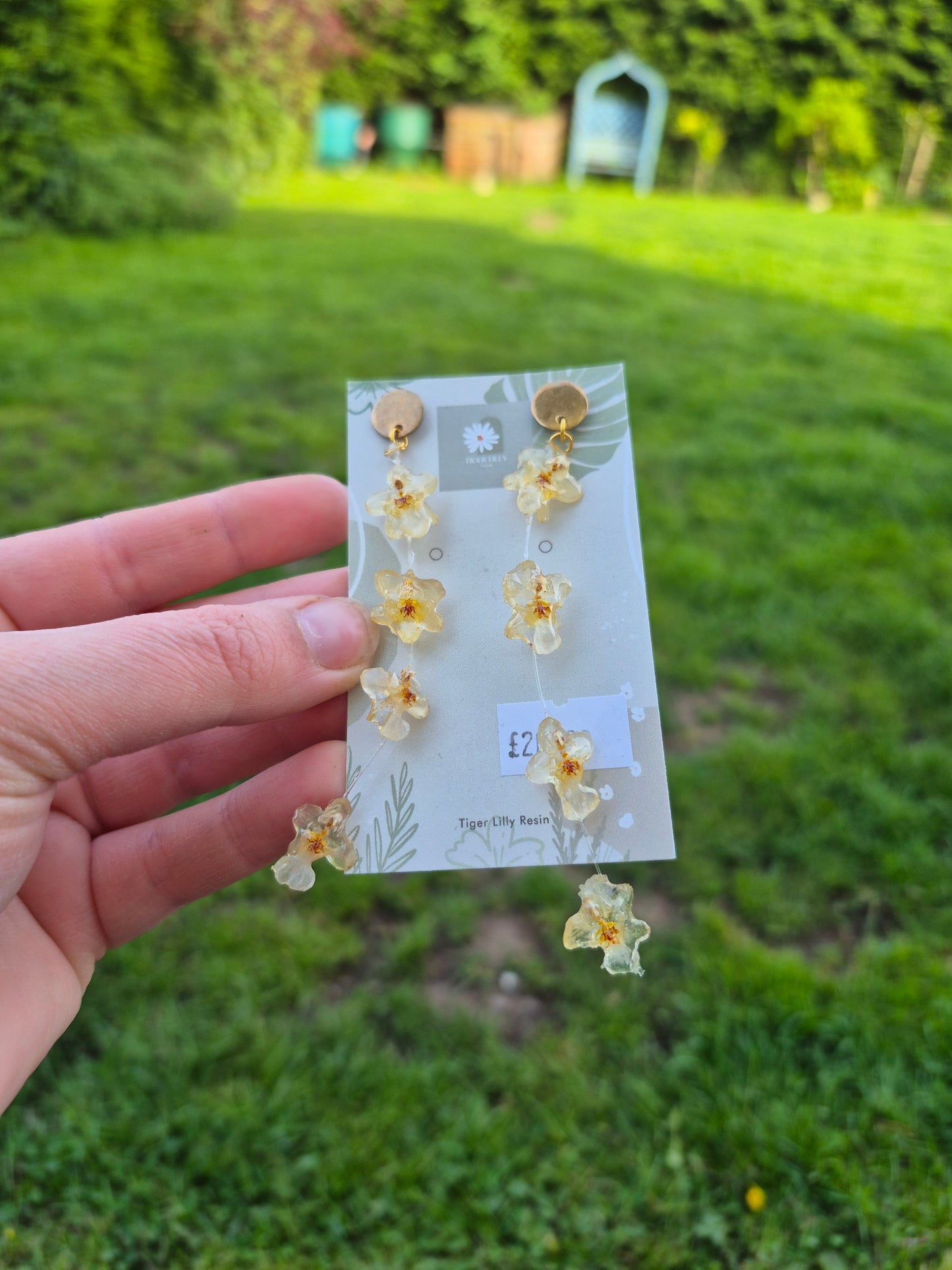 Oncidium orchid resin dangle earrings