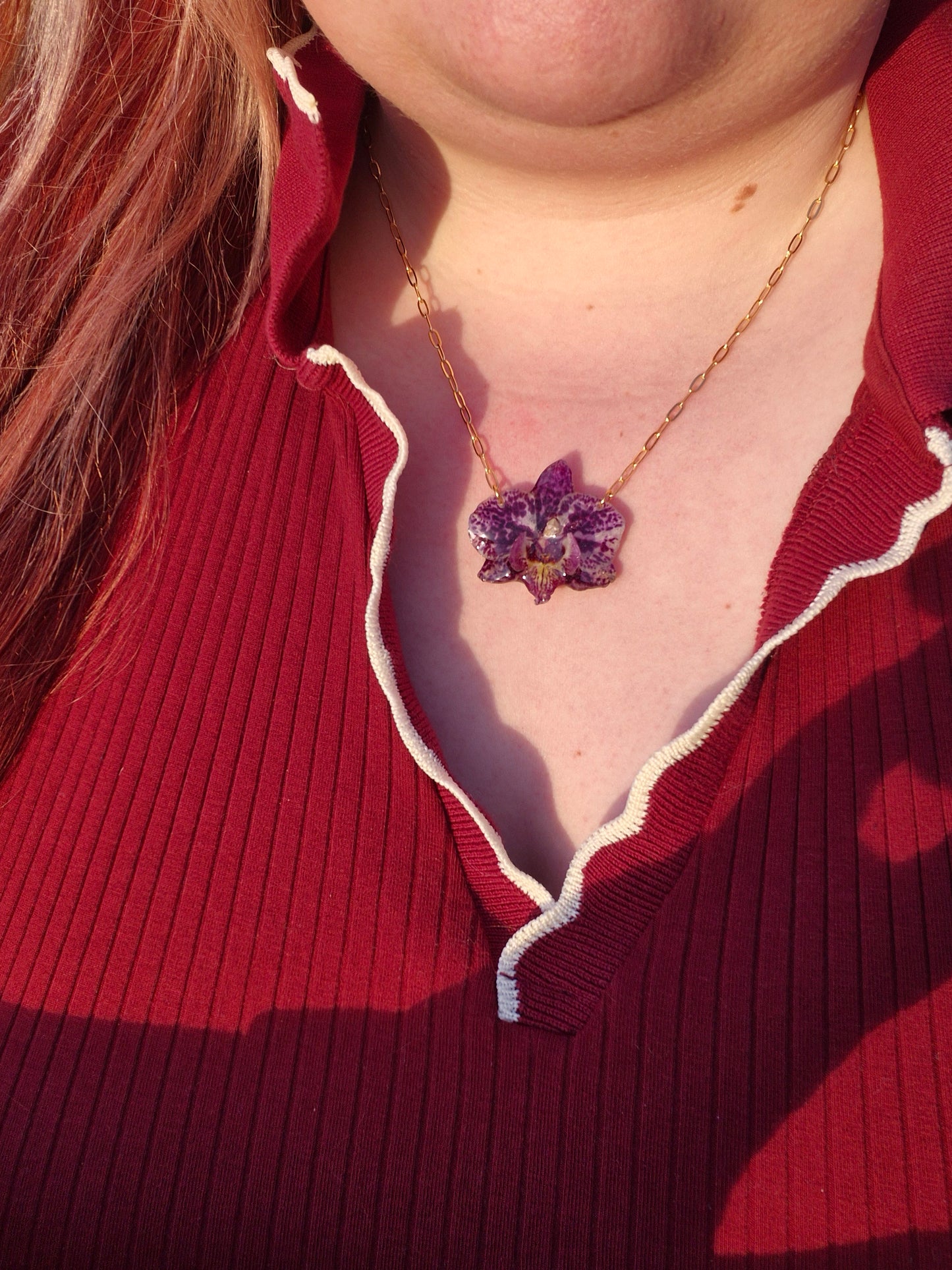 Purple Phalaenopsis orchid necklace